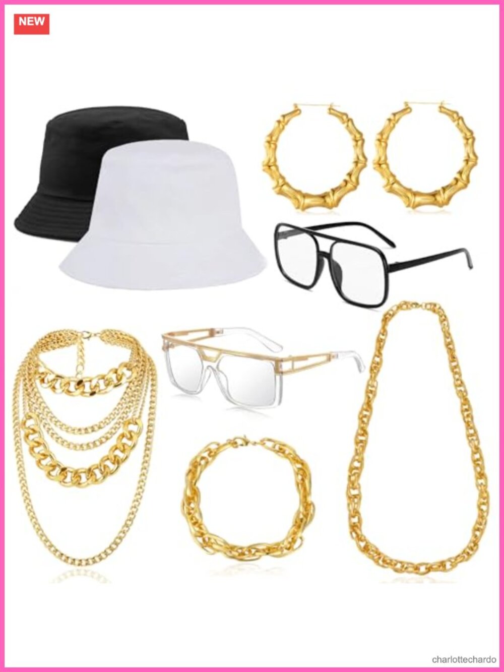 80s 90s Hip Hop Costume Accessory Set Rapper Party Cosplay